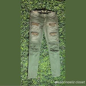 Edgy Sage Green Cargo Robin’s Jeans